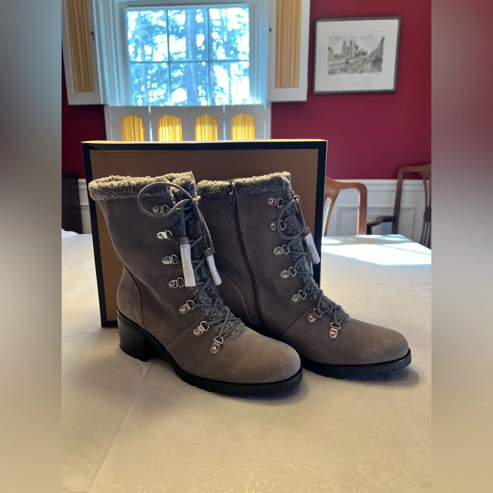 AEROSOLES Suede Gray Winter Boots - Picture 3 of 12